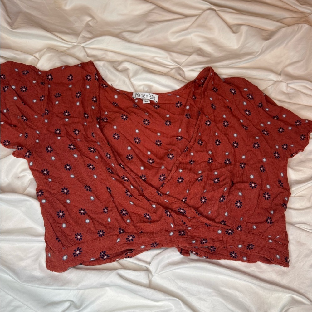 Patrons of Peace Rust Floral Blouse
